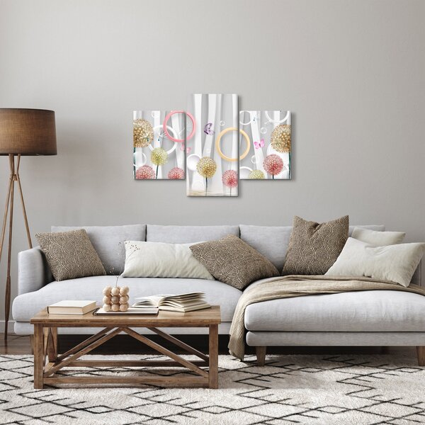 Abstraktný obraz s púpavami (90x60 cm)