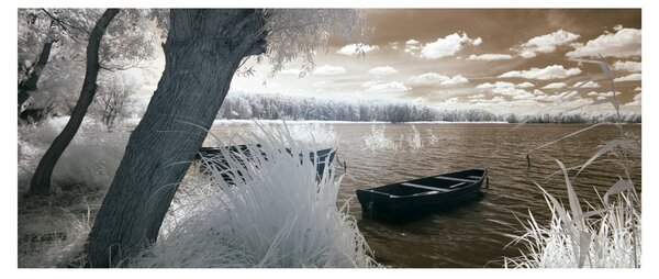 Obraz loďky na jazere (120x50 cm)
