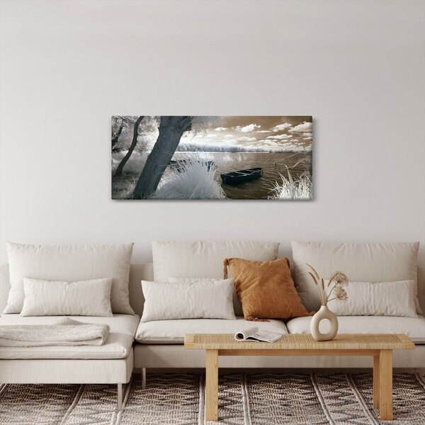Obraz loďky na jazere (120x50 cm)