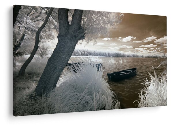 Obraz loďky na jazere (90x60 cm)