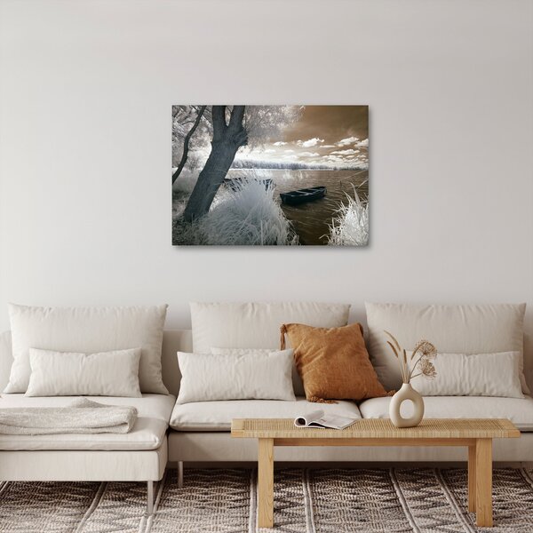 Obraz loďky na jazere (70x50 cm)