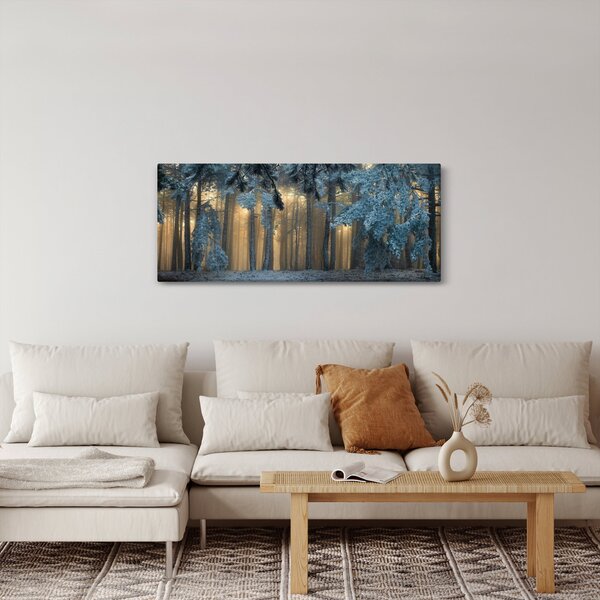 Obraz zasneženého lesa (120x50 cm)