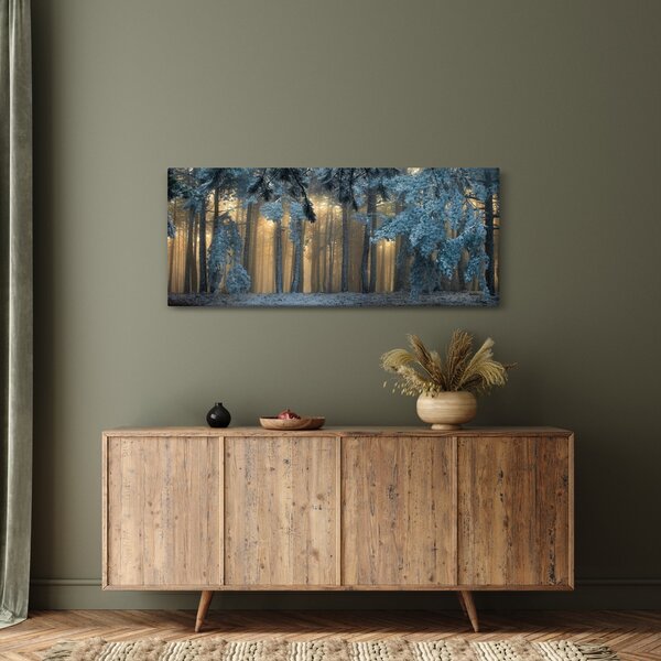 Obraz zasneženého lesa (120x50 cm)