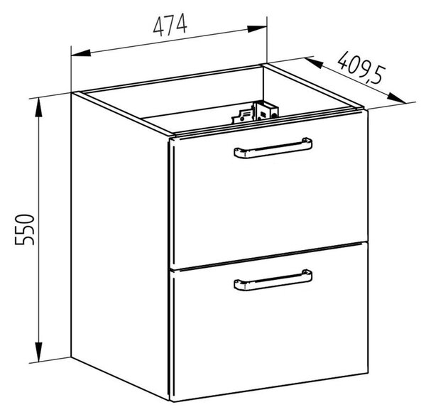 Mereo Mereo, Leny, kúpeľňová skrinka s keramickým umývadlom 50 cm, biela, nové madlo, MER-CN810N