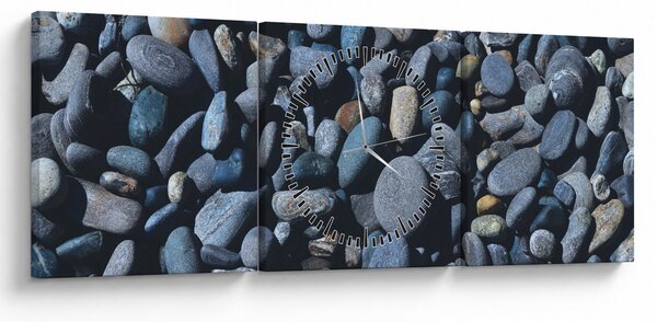 Obraz plážových kamienkov (s hodinami) (90x30 cm)