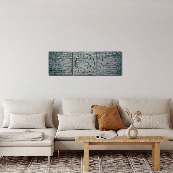 Obraz tehlovej steny (s hodinami) (90x30 cm)