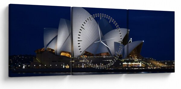 Obraz nočného Sydney (s hodinami) (90x30 cm)