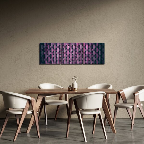 Obraz fialovej textúry (s hodinami) (90x30 cm)