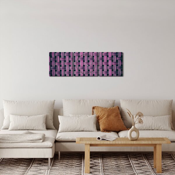Obraz fialovej textúry (s hodinami) (90x30 cm)
