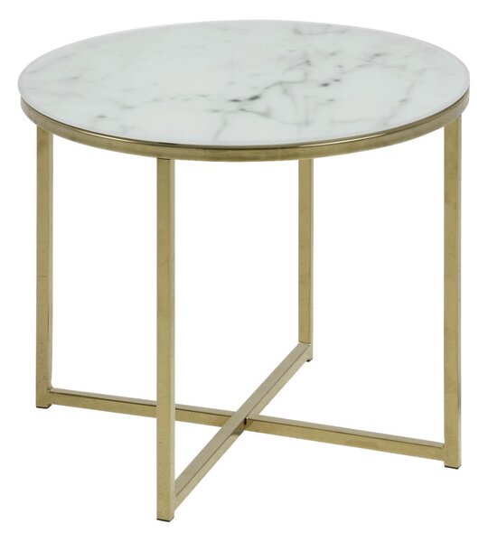 KONFERENČNÝ STOLÍK, sivá, biela, zlatá, kov, sklo, 50/50/42 cm Ambia Home - Stolíky do obývačky