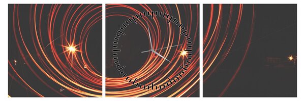 Obraz abstraktných liniek (s hodinami) (90x30 cm)