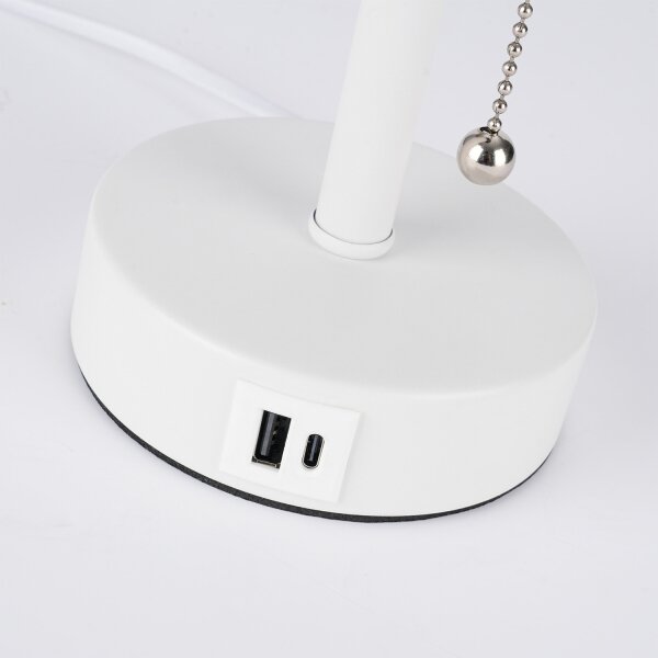Brilagi - Stolová lampa s USB portom TABLON 1xE27/25W/230V biela/béžová