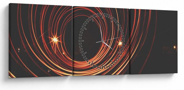Obraz abstraktných liniek (s hodinami) (90x30 cm)