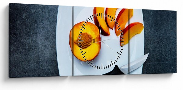 Obraz broskyne (s hodinami) (90x30 cm)