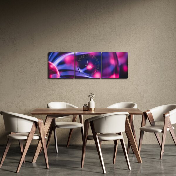 Abstraktný fialový obraz (s hodinami) (90x30 cm)