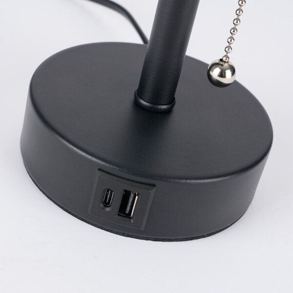 Brilagi - Stolová lampa s USB portom TABLON 1xE27/25W/230V čierna/biela