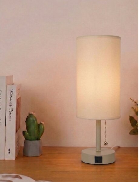 Brilagi - Stolná lampa s USB portom TABLON 1xE27/25W/230V béžová/krémová