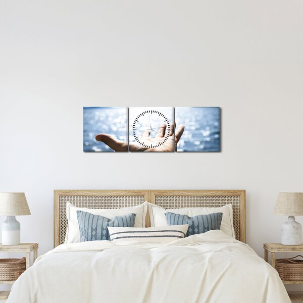 Obraz otvorenej dlane (s hodinami) (90x30 cm)