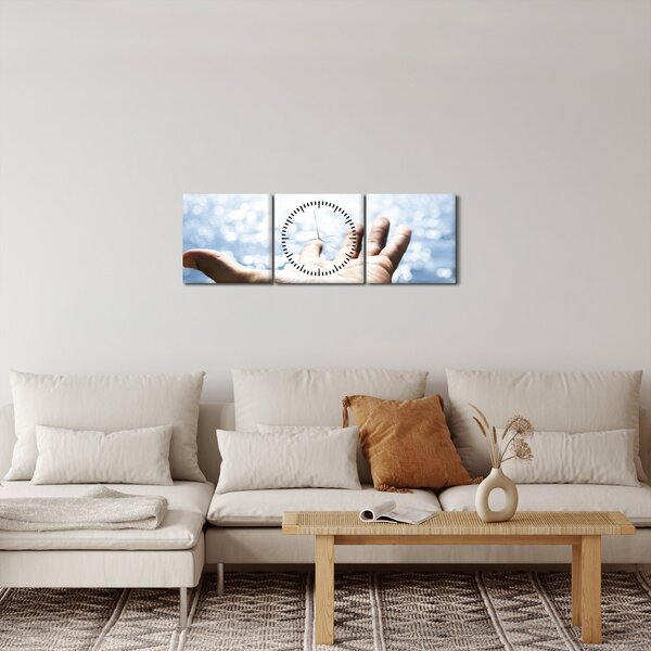 Obraz otvorenej dlane (s hodinami) (90x30 cm)
