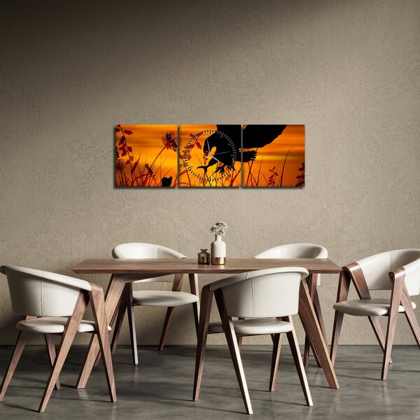 Obraz siluety dravca (s hodinami) (90x30 cm)