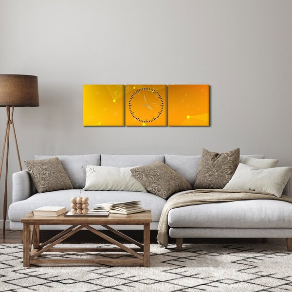 Abstraktný žltý obraz (s hodinami) (90x30 cm)