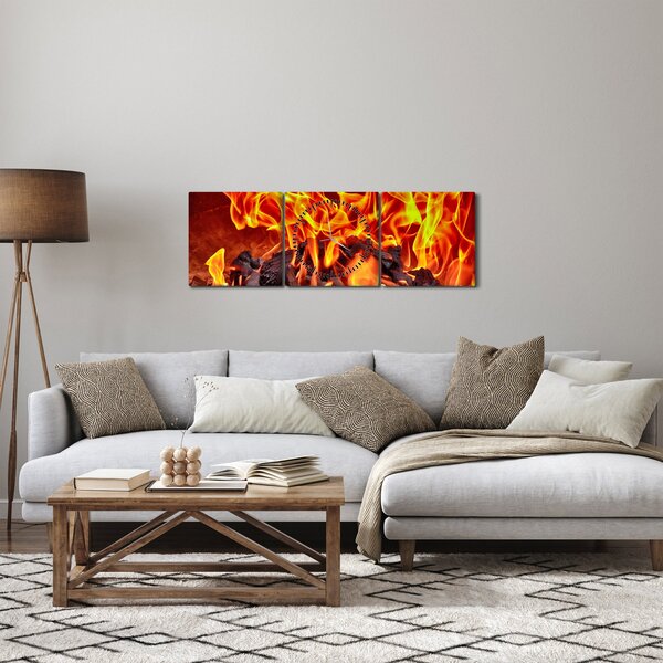 Obraz horiacich uhlíkov (s hodinami) (90x30 cm)