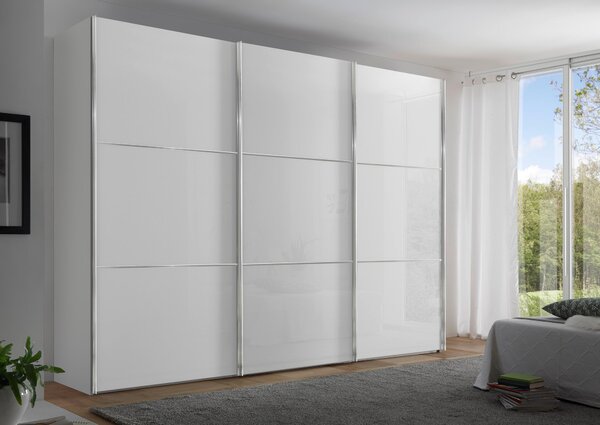 ŠAT. SKRIŇA S POSUV. DVERAMI, biela, 249/222/68 cm Moderano - Skrine