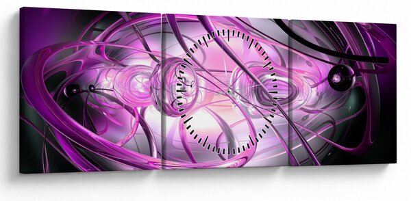 Obraz krásnej fialovej abstrakcie (s hodinami) (90x30 cm)