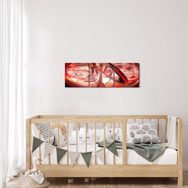 Obraz - červené tvary (s hodinami) (90x30 cm)