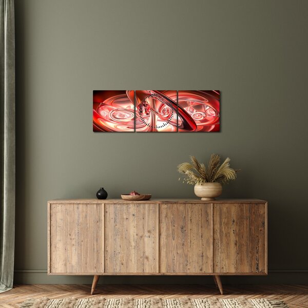 Obraz - červené tvary (s hodinami) (90x30 cm)