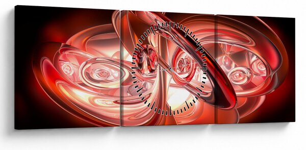 Obraz - červené tvary (s hodinami) (90x30 cm)