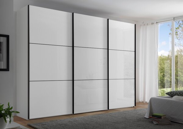 ŠAT. SKRIŇA S POSUV. DVERAMI, biela, 249/222/68 cm Moderano - Skrine