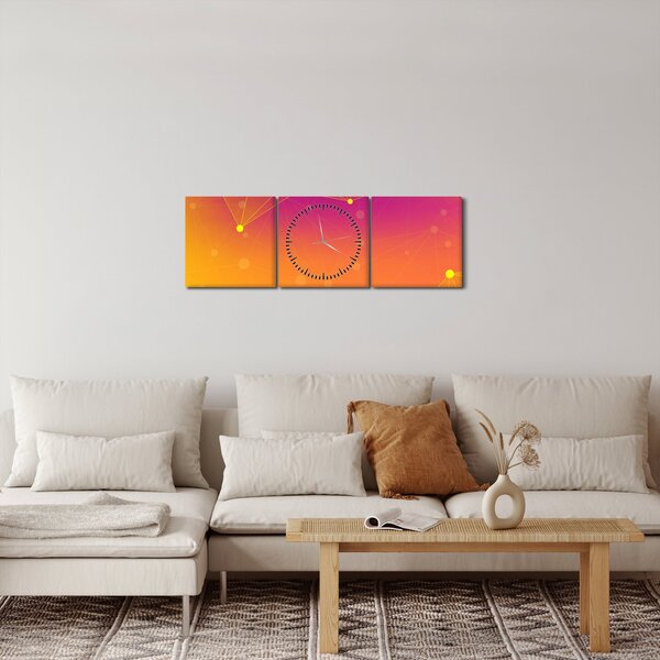 Farebný abstraktný obraz (s hodinami) (90x30 cm)
