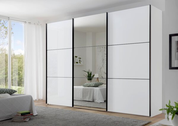 ŠAT. SKRIŇA S POSUV. DVERAMI, biela, 249/222/68 cm Moderano - Skrine