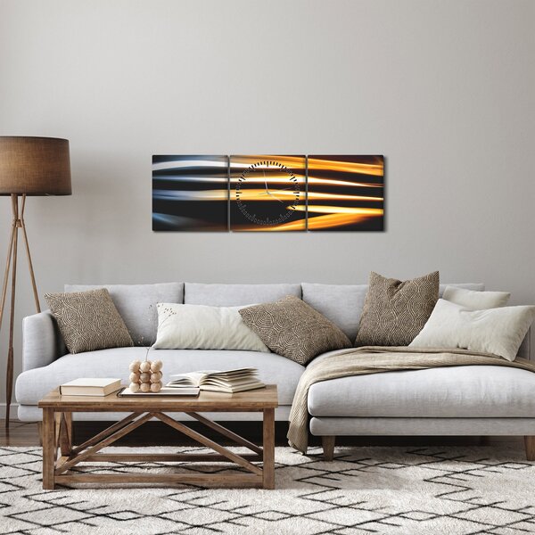 Čierny obraz (s hodinami) (90x30 cm)