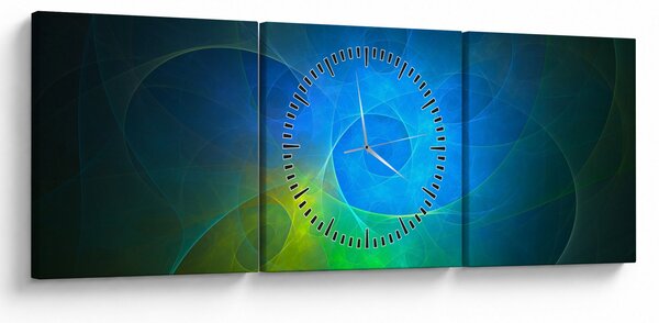 Obraz modrej abstrakcie (s hodinami) (90x30 cm)