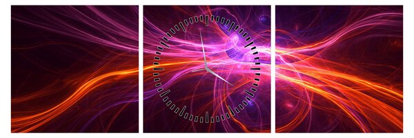 Obraz modernej abstrakcie (s hodinami) (90x30 cm)