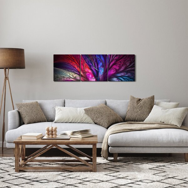 Abstraktný obraz stromu (s hodinami) (90x30 cm)