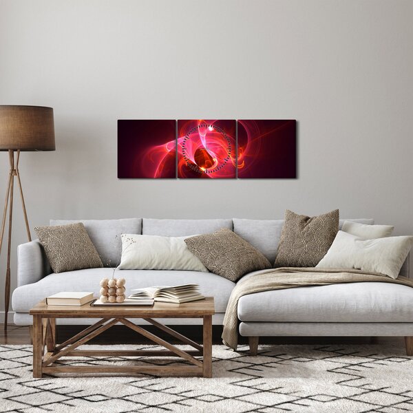 Moderný obraz ružovej abstrakcie (s hodinami) (90x30 cm)