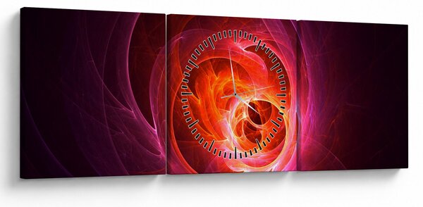 Moderný obraz ružovej abstrakcie (s hodinami) (90x30 cm)