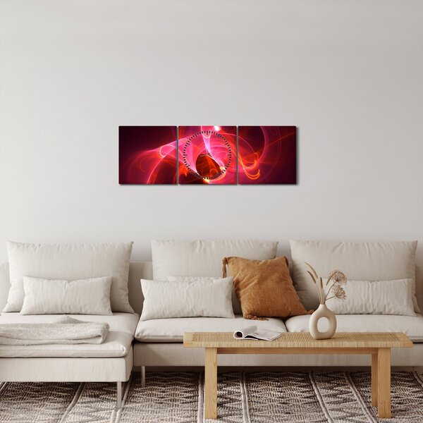 Moderný obraz ružovej abstrakcie (s hodinami) (90x30 cm)