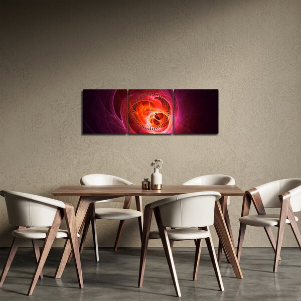 Moderný obraz ružovej abstrakcie (s hodinami) (90x30 cm)