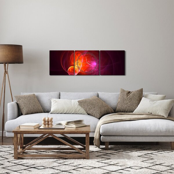 Moderný obraz ružovej abstrakcie (s hodinami) (90x30 cm)