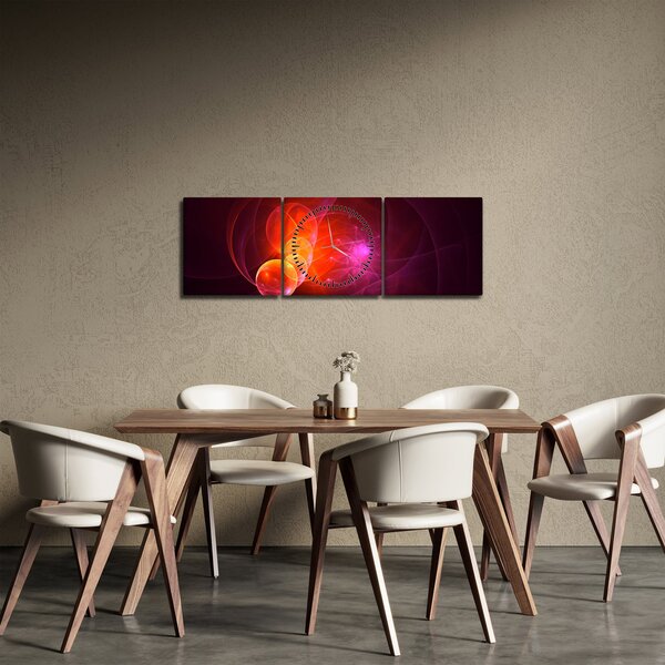 Moderný obraz ružovej abstrakcie (s hodinami) (90x30 cm)