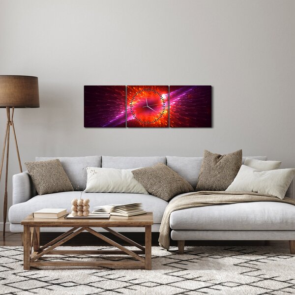 Obraz modernej tŕnistej abstrakcie (s hodinami) (90x30 cm)