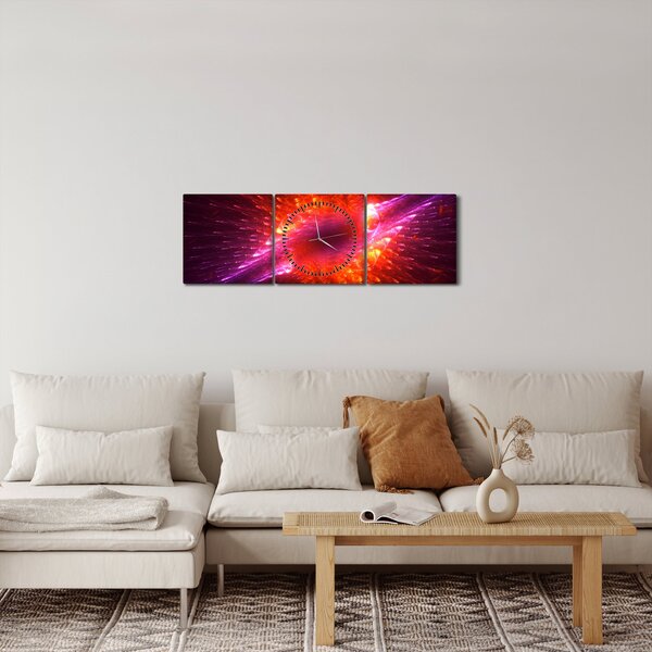 Obraz modernej tŕnistej abstrakcie (s hodinami) (90x30 cm)