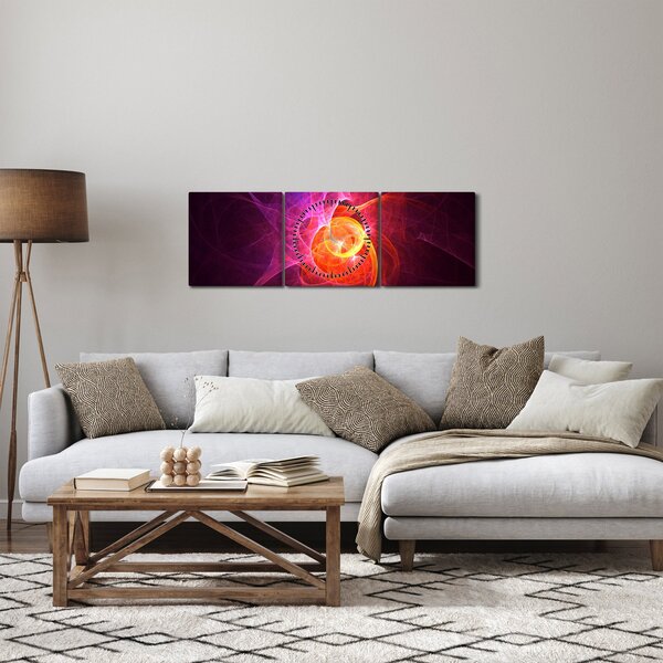 Moderný abstraktný obraz (s hodinami) (90x30 cm)