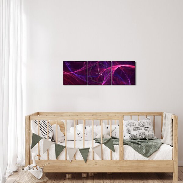 Abstraktný obraz kriviek (s hodinami) (90x30 cm)