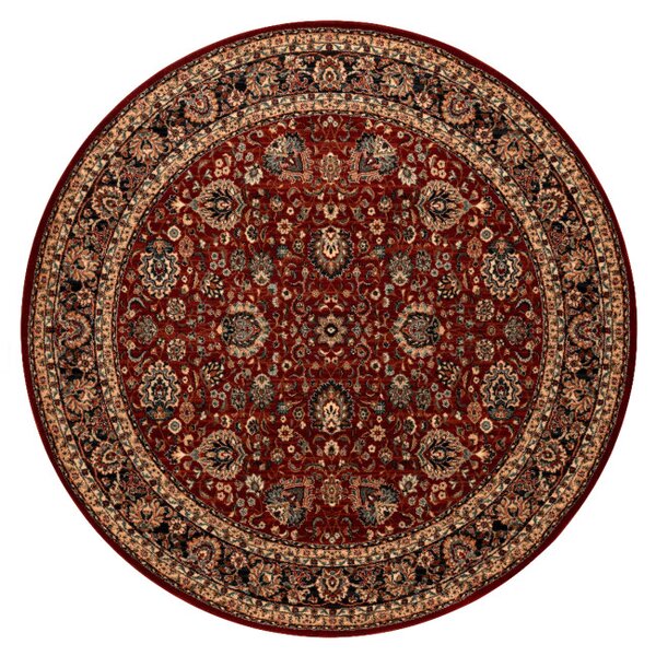 Koberec KASHQAI 4362 300 ornament, bordový / čierny kruh