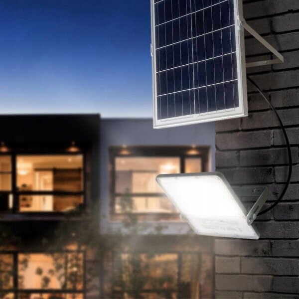 LED stmievateľný solárny reflektor LED/150W/3,2V 5000K 15000 mAh IP65 čierny + diaľkové ovládanie